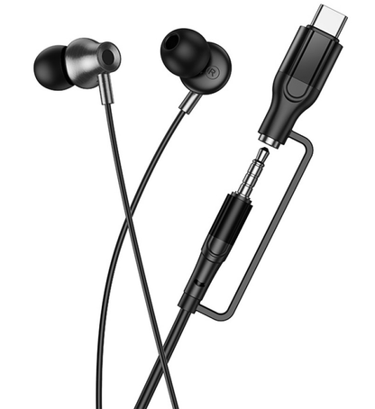 Handsfree 3,5mm / USB-C HOCO M119A, Černá