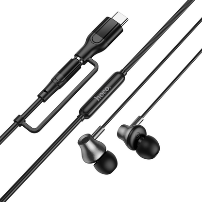 Handsfree 3,5mm / USB-C HOCO M119A, Černá