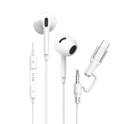 Handsfree 3.5mm / USB-C Lito LF03, Bílá