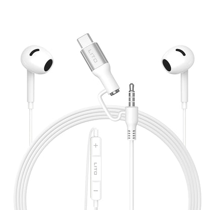 Handsfree 3.5mm / USB-C Lito LF03, Bílá