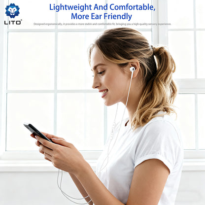 Handsfree 3.5mm / USB-C Lito LF03, Bílá