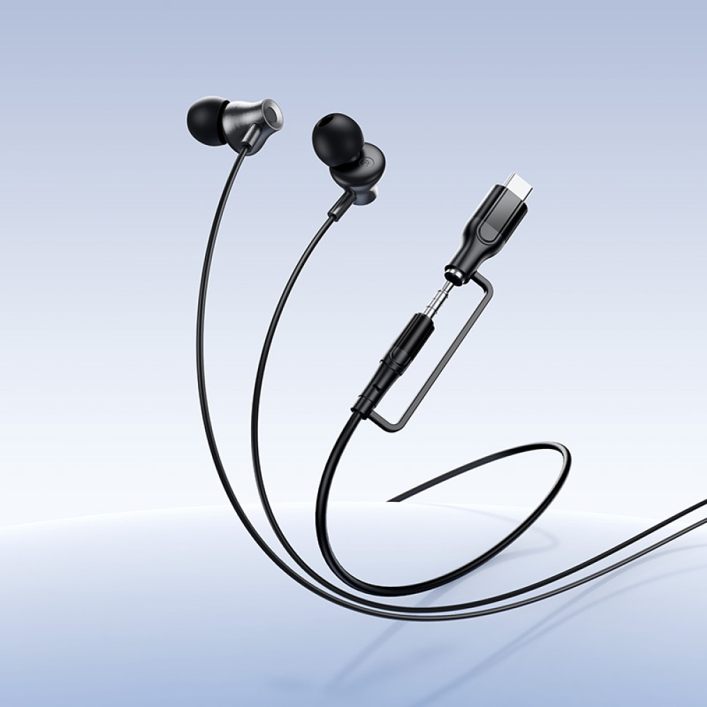 Handsfree 3,5mm / USB-C HOCO M119A, Černá