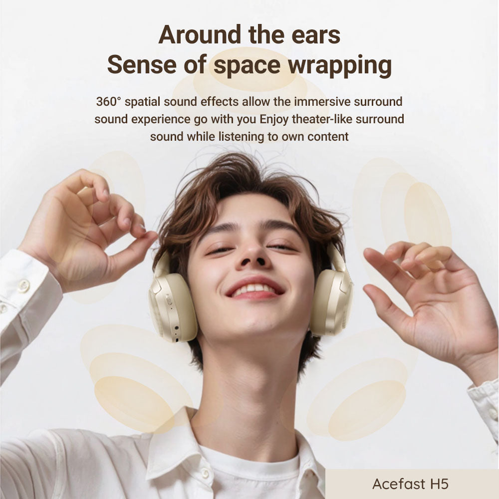 Handsfree Bluetooth Acefast H5, A2DP, ANC, Bílá