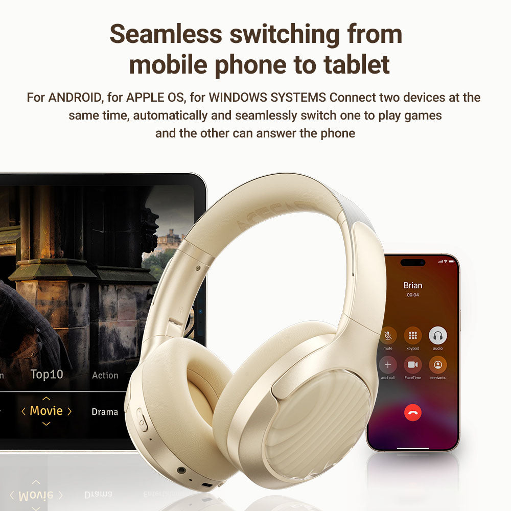 Handsfree Bluetooth Acefast H5, A2DP, ANC, Bílá