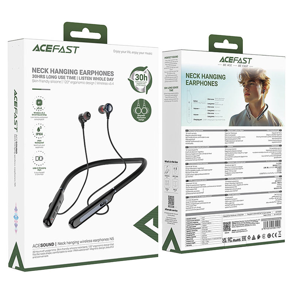 Acefast N5 Bluetooth Handsfree, A2DP, Black