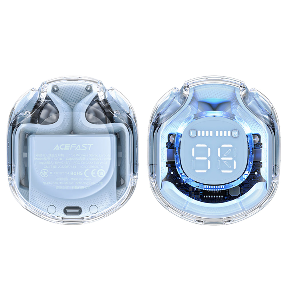 Handsfree Bluetooth Acefast T8, TWS, Modrá