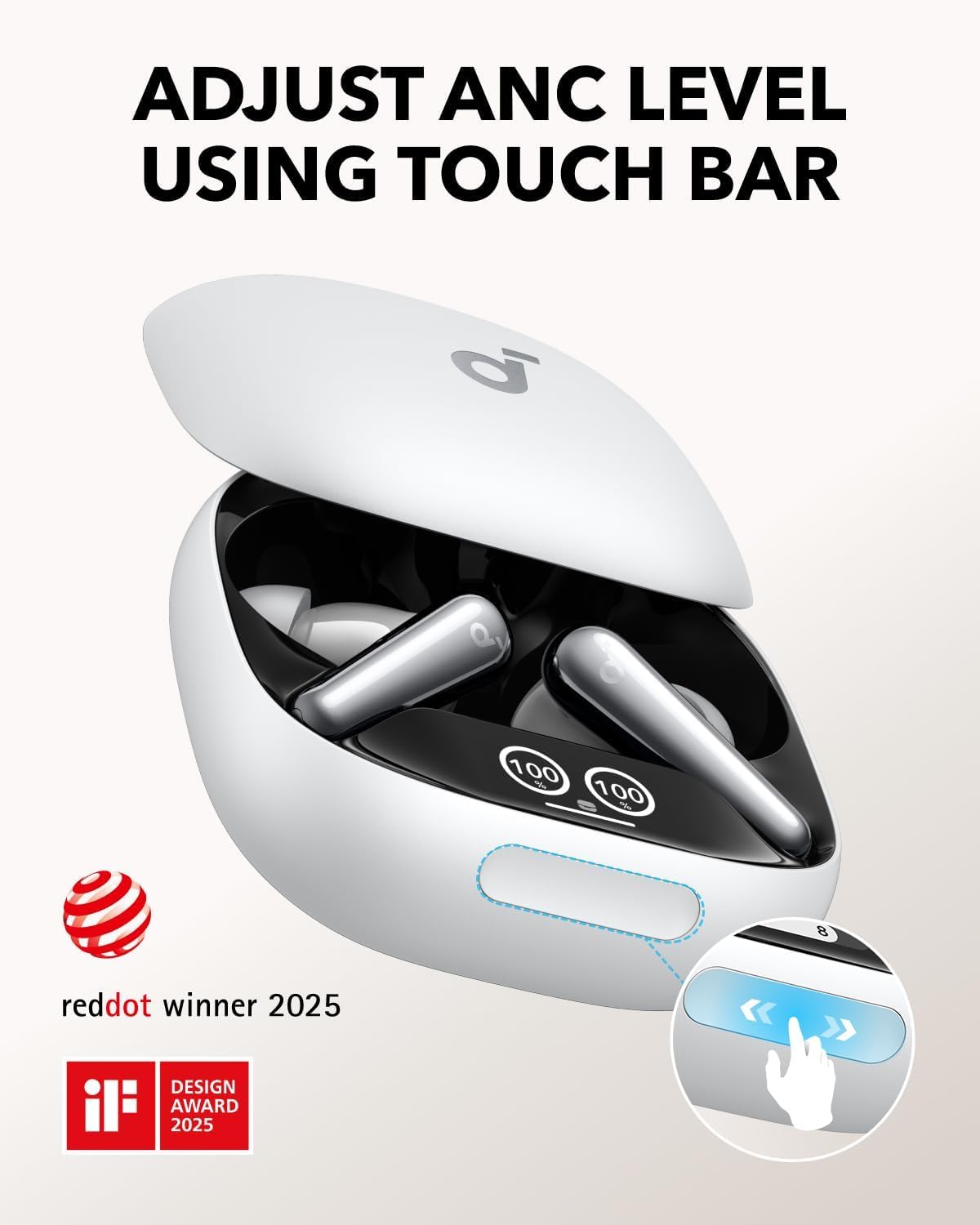 Bluetooth handsfree Anker SoundCore Liberty 4 Pro, TWS, ANC, bílá A3954G21