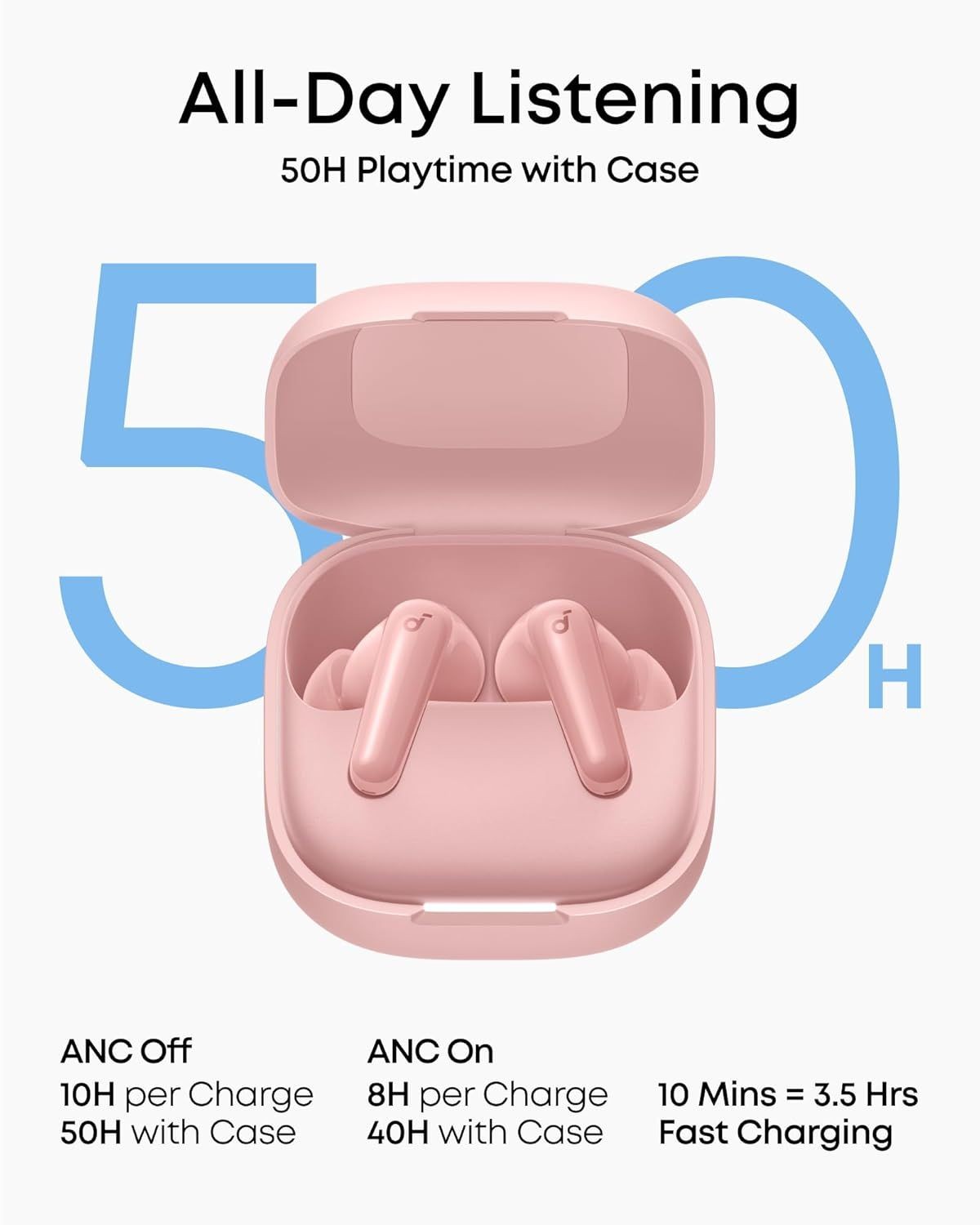 Handsfree Bluetooth Anker SoundCore R60i, TWS, ANC, Růžová D1202G51