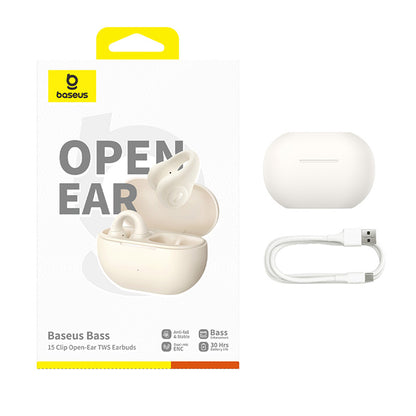 Handsfree Bluetooth Baseus Bass 15 Clip, TWS, Bílá A00079500223-00