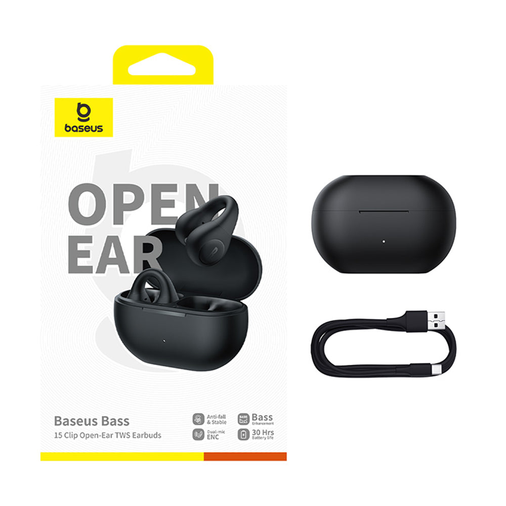 Handsfree Bluetooth Baseus Bass 15 Clip, TWS, Černá A00079500113-00