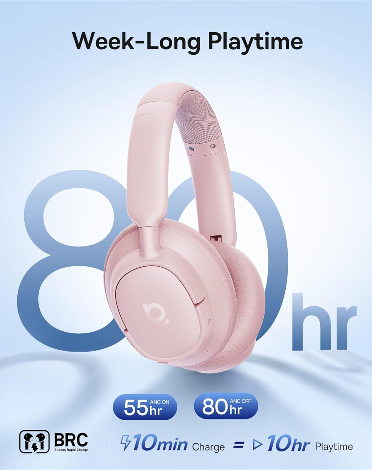 Handsfree Bluetooth Baseus Bass BH1 NC, MultiPoint, A2DP, ANC, Růžový A0203704