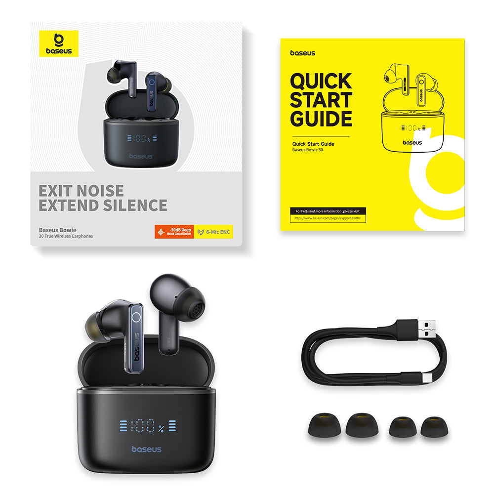 Handsfree Bluetooth Baseus Bowie 30, TWS, Černá A00073100126-00