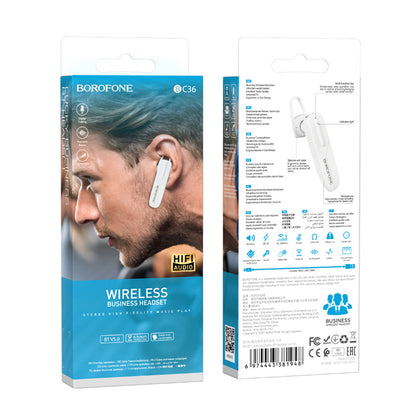 Sluchátka Bluetooth s handsfree BC36 Lucky, A2DP, bílá 