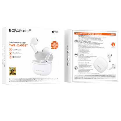 Handsfree Bluetooth Borofone BW88 Deep Rhyme, TWS, Bílá