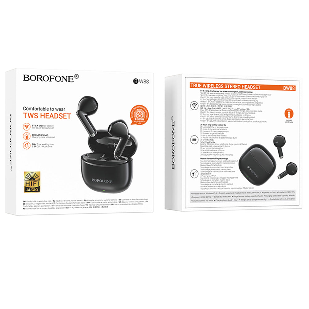 Handsfree Bluetooth Borofone BW88 Deep Rhyme, TWS, Černá