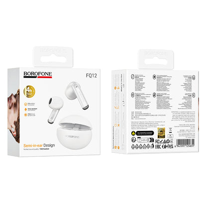 Bluetooth handsfree Borofone FQ12 Nice, TWS, bílá