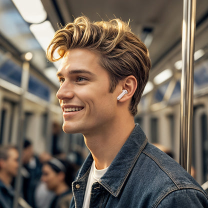 Handsfree Bluetooth Borofone FQ7 Treasure, TWS, ANC, MultiPoint, White