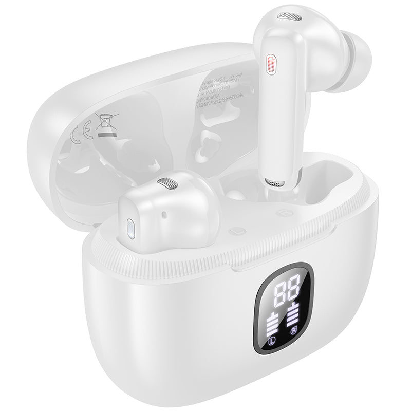 Handsfree Bluetooth Borofone FQ7 Treasure, TWS, ANC, MultiPoint, Bílá