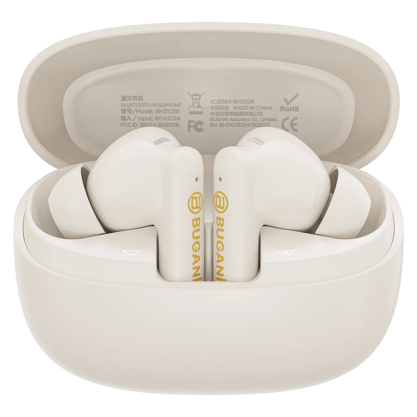Bluetooth handsfree Bugani Freebuds B20, TWS, ANC, Světle krémová
