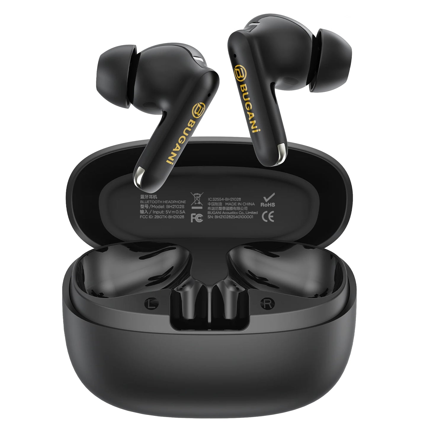 Bluetooth handsfree Bugani Freebuds B20, TWS, ANC, černá