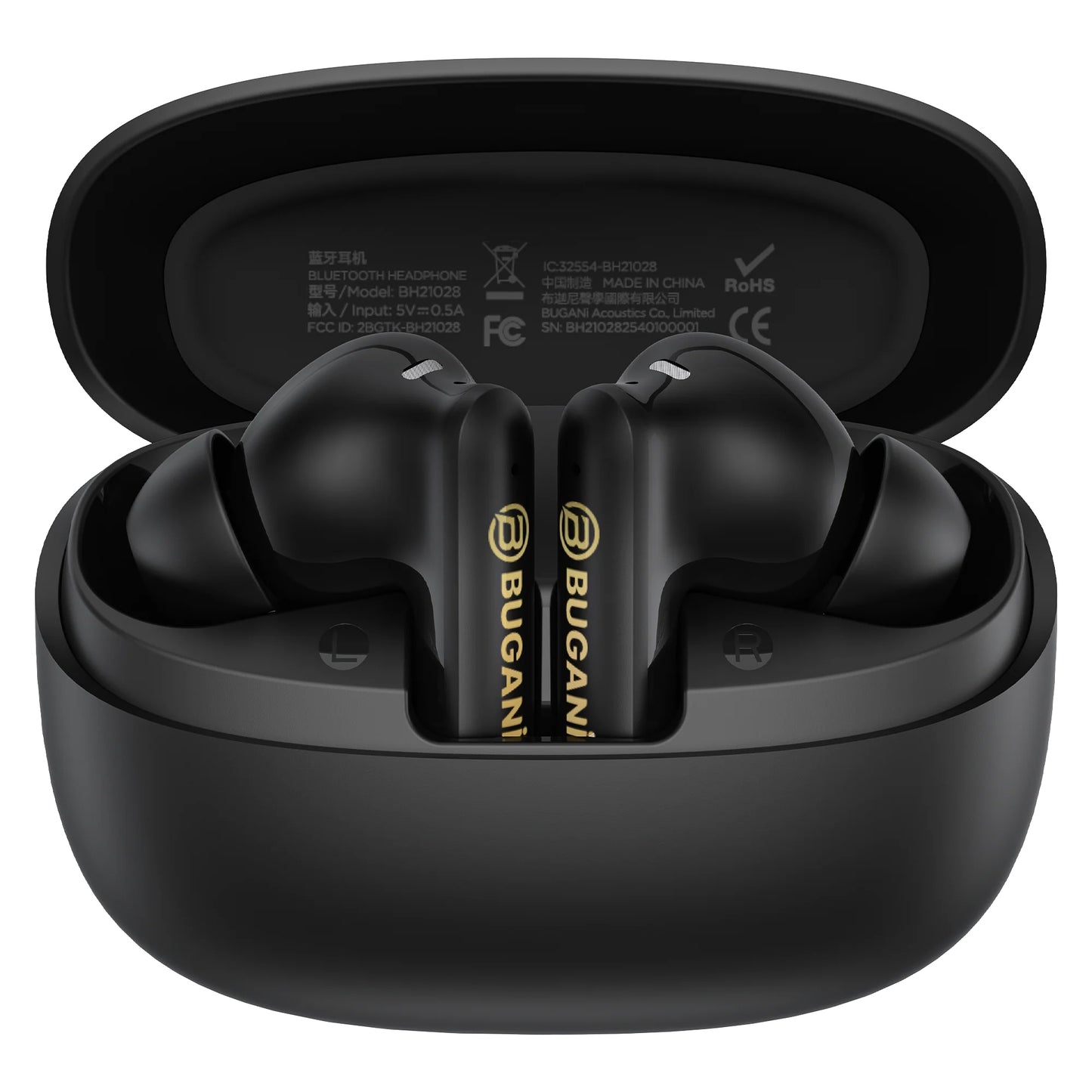 Bluetooth handsfree Bugani Freebuds B20, TWS, ANC, černá