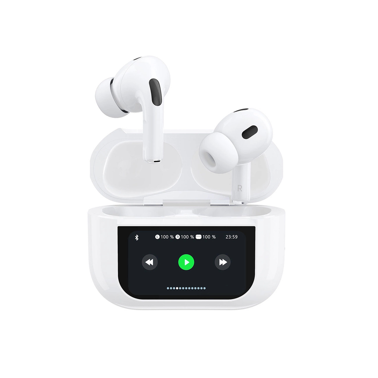 Handsfree Bluetooth Dudao U19 Display, TWS, Bílý, Znovu zabalený