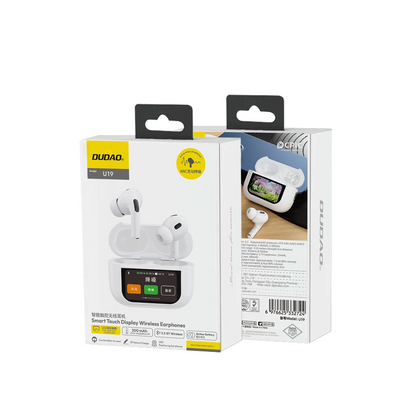 Handsfree Bluetooth Dudao U19 Display, TWS, Bílý, Znovu zabalený