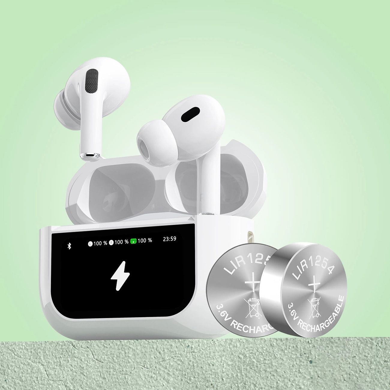 Handsfree Bluetooth Dudao U19 Display, TWS, Bílý, Znovu zabalený