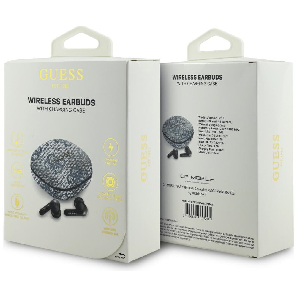 Handsfree Bluetooth Guess 4G Classic Metal Logo, TWS, Modrá