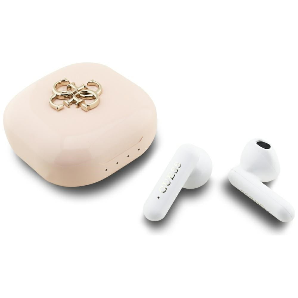 Handsfree Bluetooth Guess 4G Metal Logo, TWS, Růžová