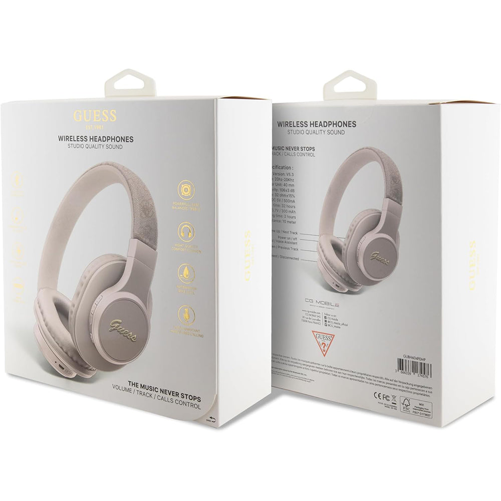 Handsfree Bluetooth Guess 4G Tone on Tone Script Logo, A2DP, Růžový