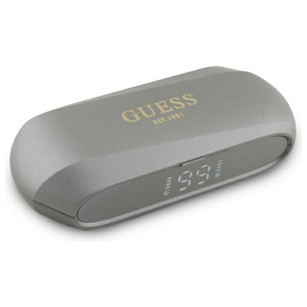 Handsfree Bluetooth Guess Elongated Metallic Printed Logo, TWS, Šedá