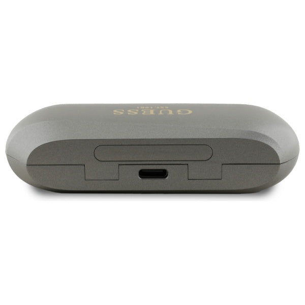 Handsfree Bluetooth Guess Elongated Metallic Printed Logo, TWS, Šedá