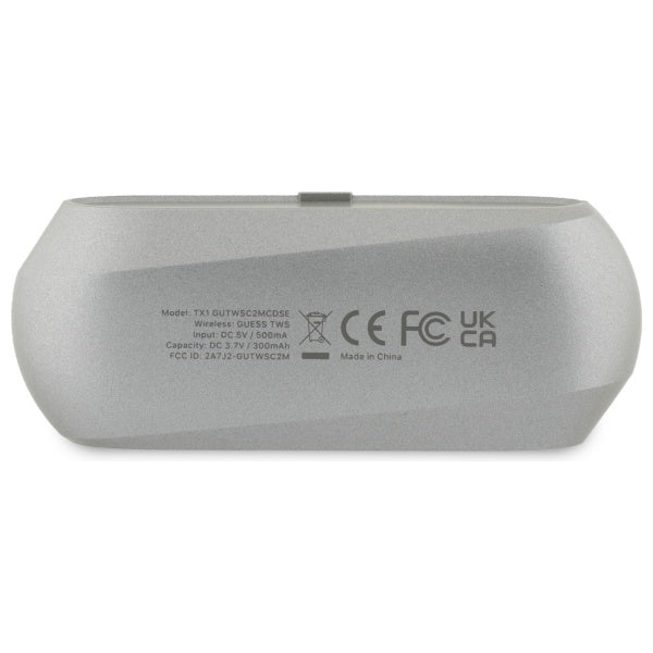 Handsfree Bluetooth Guess Elongated Metallic Printed Logo, TWS, Šedá