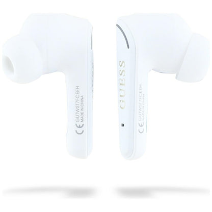 Handsfree Bluetooth Guess Flat Classic Logo Electroplated, TWS, Bílý
