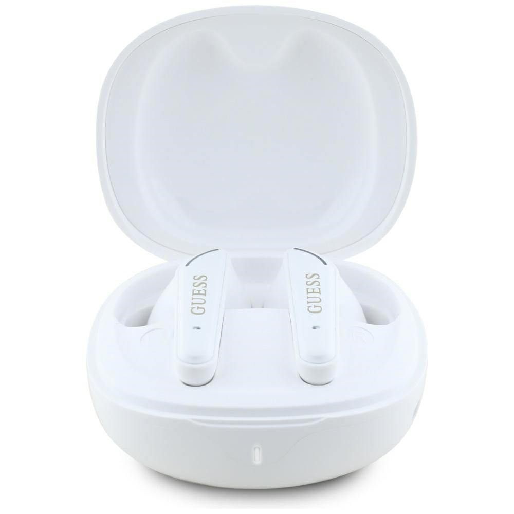 Handsfree Bluetooth Guess Flat Classic Logo Electroplated, TWS, Bílý