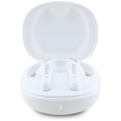 Handsfree Bluetooth Guess Flat Classic Logo Electroplated, TWS, Bílý
