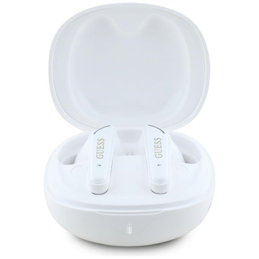 Handsfree Bluetooth Guess Flat Classic Logo Electroplated, TWS, Bílý