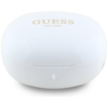 Handsfree Bluetooth Guess Flat Classic Logo Electroplated, TWS, Bílý
