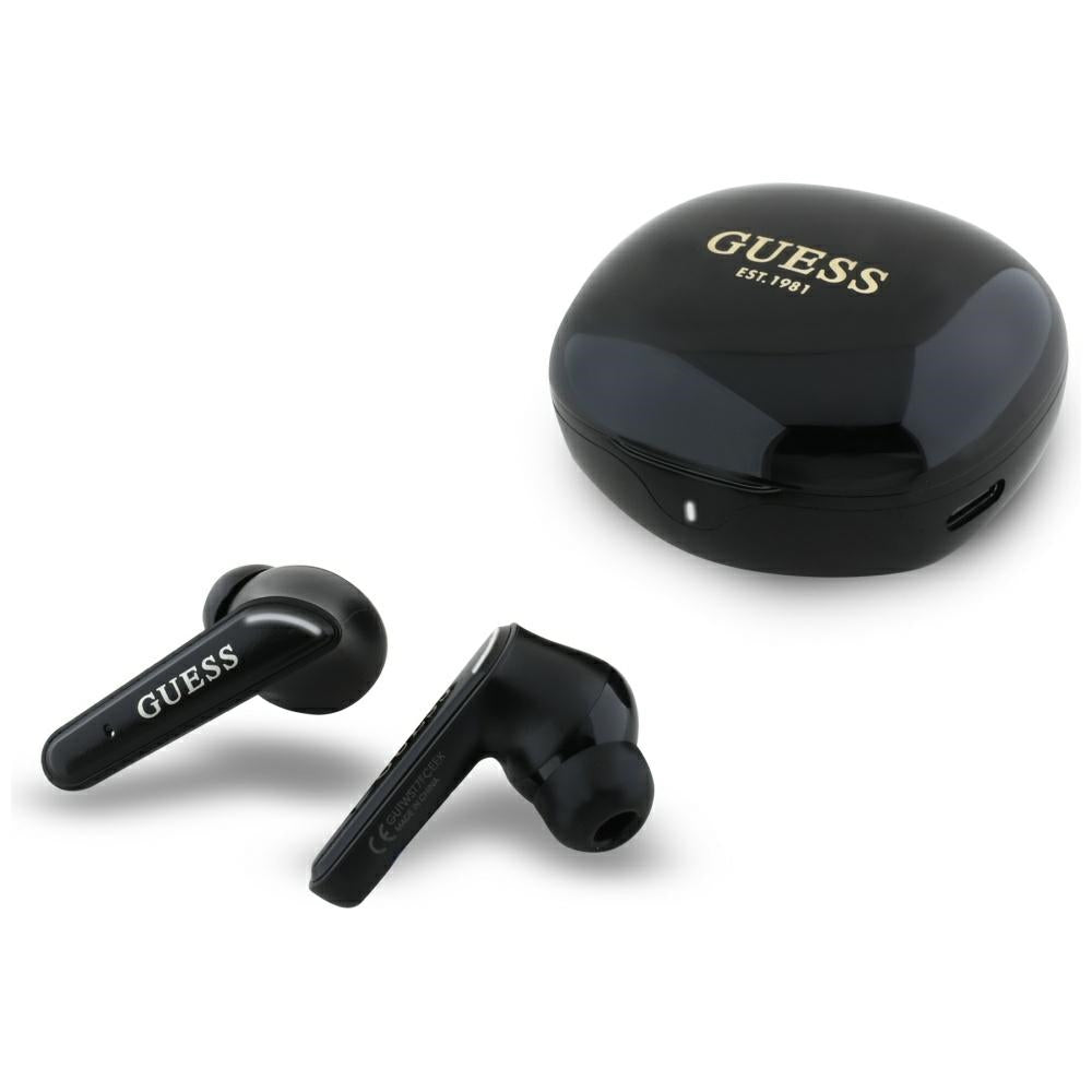 Handsfree Bluetooth Guess Flat Classic Logo Electroplated, TWS, Černá