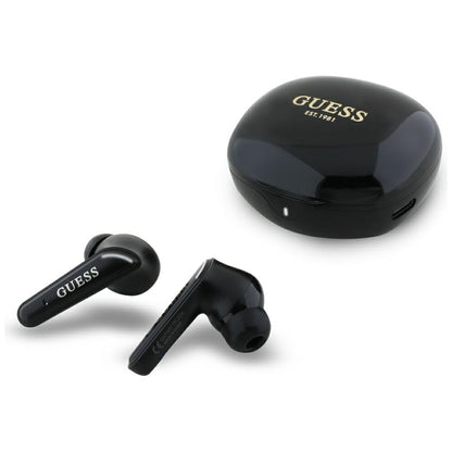 Handsfree Bluetooth Guess Flat Classic Logo Electroplated, TWS, Černá