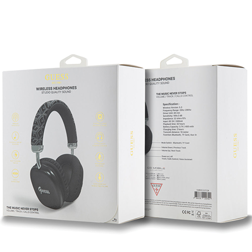 Handsfree Bluetooth Guess GCube Metallic Script Logo, A2DP, Černá