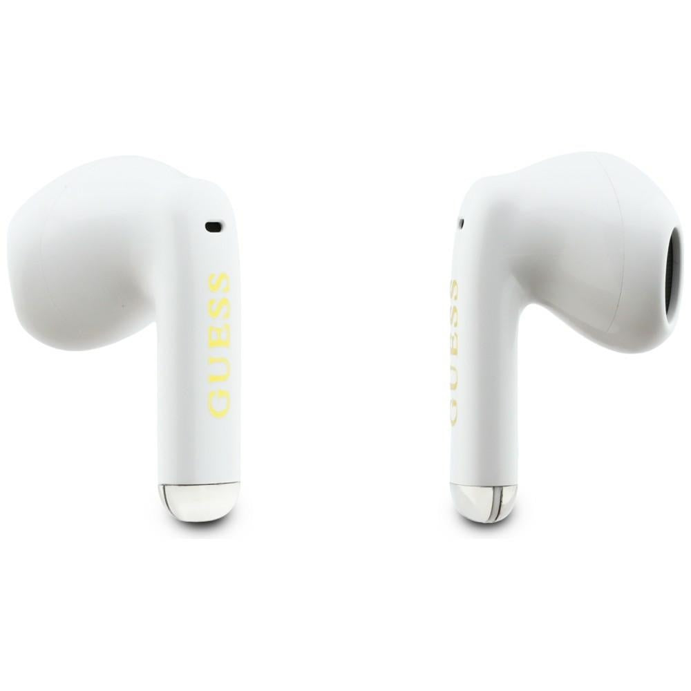 Handsfree Bluetooth Guess Glossy Gold Line Classic, TWS, Bílá