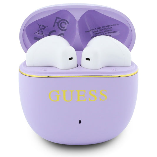 Handsfree Bluetooth Guess Glossy Gold Line Classic, TWS, Fialová