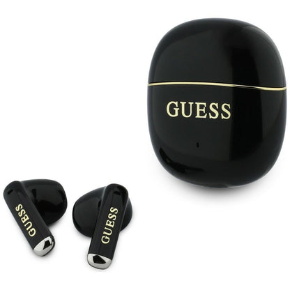 Handsfree Bluetooth Guess Glossy Gold Line Classic, TWS, Černá