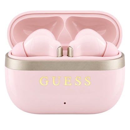 Guess Glossy Gold Line Printed Classic Logo Bluetooth Handsfree, TWS, Pink
