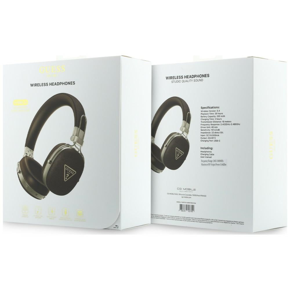 Handsfree Bluetooth Guess Zrněné Trojúhelníkové Logo, A2DP, Hnědá