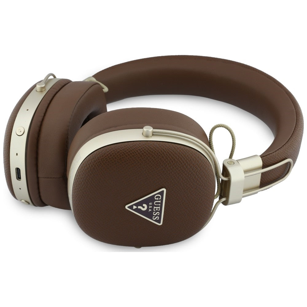 Handsfree Bluetooth Guess Zrněné Trojúhelníkové Logo, A2DP, Hnědá