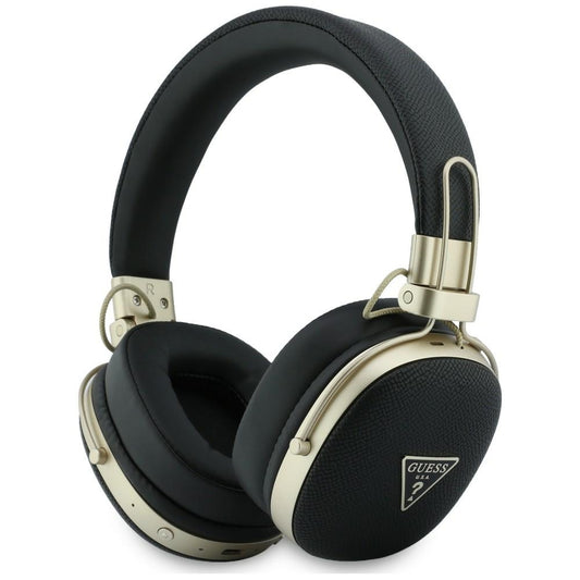 Handsfree Bluetooth Guess Logo s texturou trojúhelníku, A2DP, černá