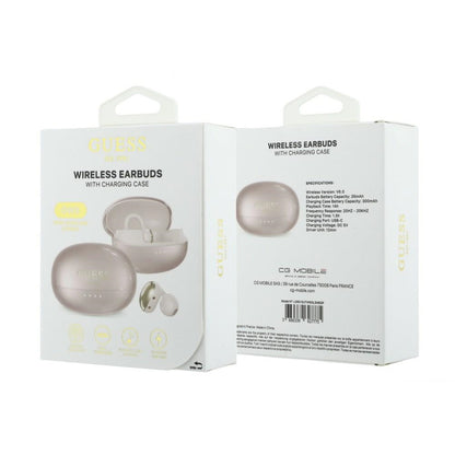 Handsfree Bluetooth Guess Metalický povrch s elektrolytickými částmi Classic, TWS, růžová
